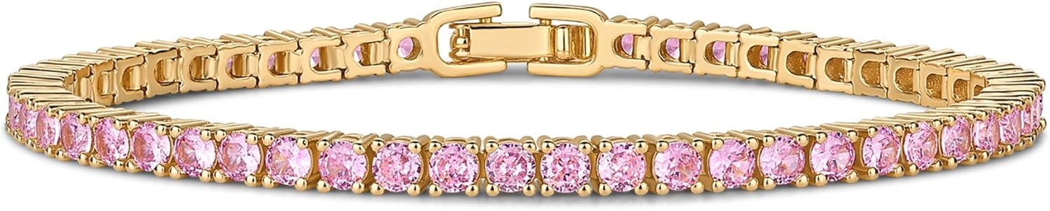 image:imagePAVOI 14K Gold Plated Colorful Tennis Bracelets for Women  Gold Tennis Bracelet with Colored Cubic Zirconia  Hypoallergenic Summer Color CZ Jewelry GiftYellow Gold