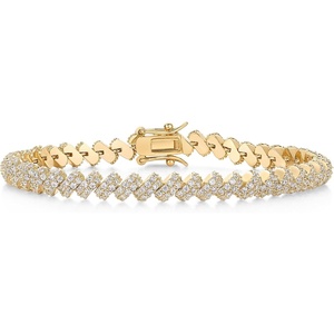 image:imagePAVOI 14K Yellow Gold Plated Tennis Bracelets  San Marco Statement Tennis Gold Bracelet for Women with Cubic Zirconia  Adjustable Box Clasp with Safety Latch  Trendy Bridal Jewelry  Yellow 7