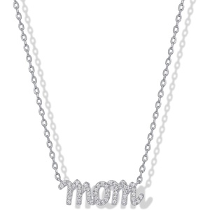 image:imagePAVOI 14K Gold Plated Mom Necklace for Women  Cubic Zirconia Mama Necklace Gold Jewelry Gifts for Mothers Day  Dainty Pendant New Mom JewelryMom Script