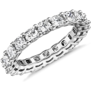 image:imagePAVOI 14K Gold Plated Eternity Ring for Women  SquareCut Cubic Zirconia Rings  Stackable Love Wedding BandWhite Gold