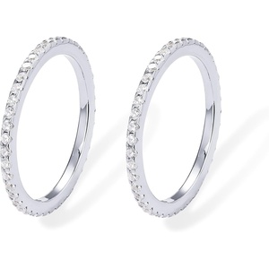 image:imagePAVOI Gold Plated Solid 925 Sterling Silver CZ Simulated Diamond Stackable Ring Eternity Bands for Women2Pack White Gold