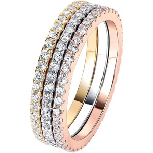 image:imagePAVOI Gold Plated Solid 925 Sterling Silver CZ Simulated Diamond Stackable Ring Eternity Bands for Women3Pack Multicolor